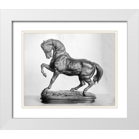 Roman Horse Statue 2 White Modern Wood Framed Art Print with Double Matting by Stellar Design Studio