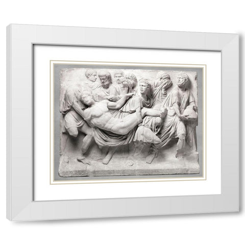 Roman Sculpture White Modern Wood Framed Art Print with Double Matting by Stellar Design Studio