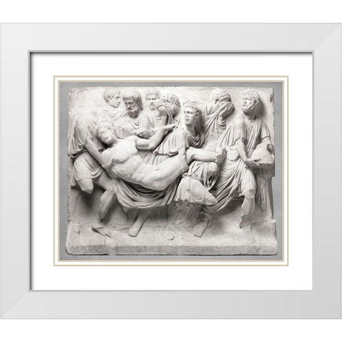 Roman Sculpture White Modern Wood Framed Art Print with Double Matting by Stellar Design Studio