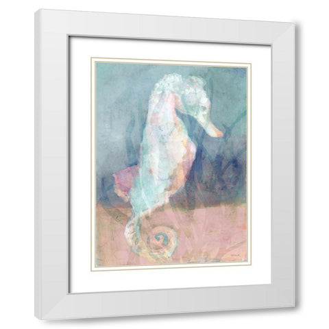 Seahorse I White Modern Wood Framed Art Print with Double Matting by Stellar Design Studio