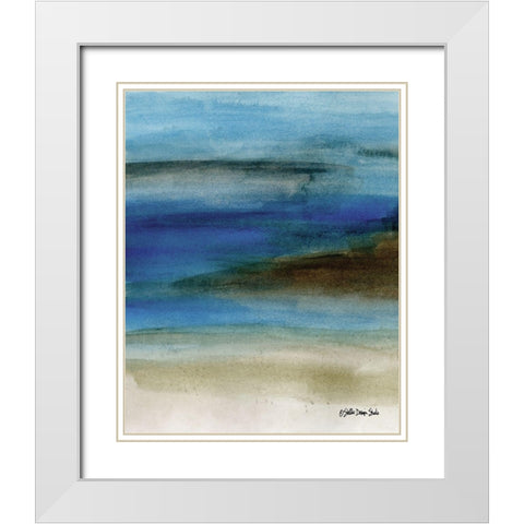 Coastal Abstraction 1 White Modern Wood Framed Art Print with Double Matting by Stellar Design Studio