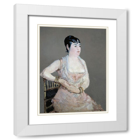 Lady in Pink White Modern Wood Framed Art Print with Double Matting by Stellar Design Studio