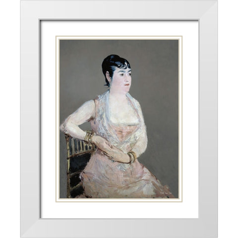 Lady in Pink White Modern Wood Framed Art Print with Double Matting by Stellar Design Studio