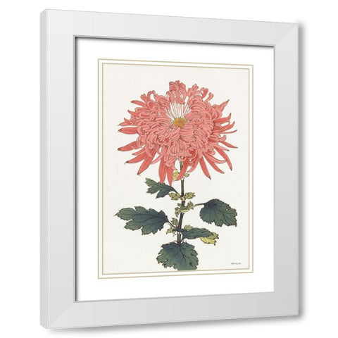 Pink Floral 1  White Modern Wood Framed Art Print with Double Matting by Stellar Design Studio