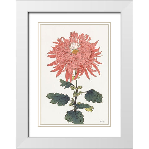 Pink Floral 1  White Modern Wood Framed Art Print with Double Matting by Stellar Design Studio