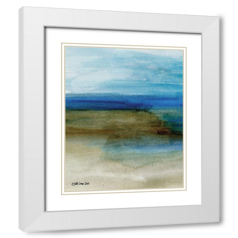 Coastal Abstraction 2 White Modern Wood Framed Art Print with Double Matting by Stellar Design Studio