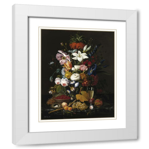 Floral Mix White Modern Wood Framed Art Print with Double Matting by Stellar Design Studio