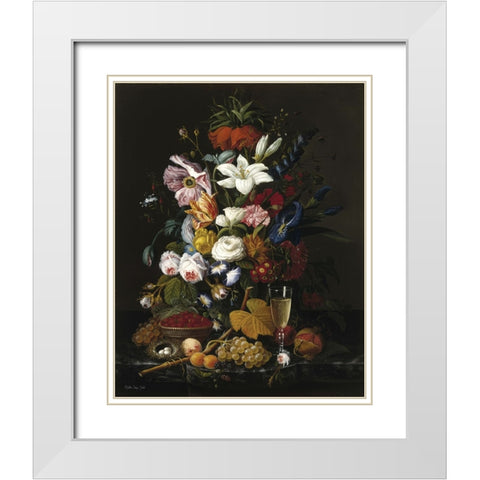 Floral Mix White Modern Wood Framed Art Print with Double Matting by Stellar Design Studio