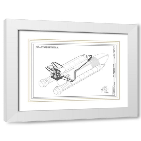 Discovery Full Stack Isometric White Modern Wood Framed Art Print with Double Matting by Stellar Design Studio