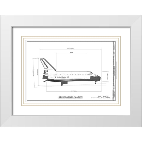 Discovery Starboard Elevation White Modern Wood Framed Art Print with Double Matting by Stellar Design Studio