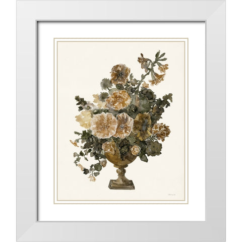 Bouquet in Urn 1 White Modern Wood Framed Art Print with Double Matting by Stellar Design Studio