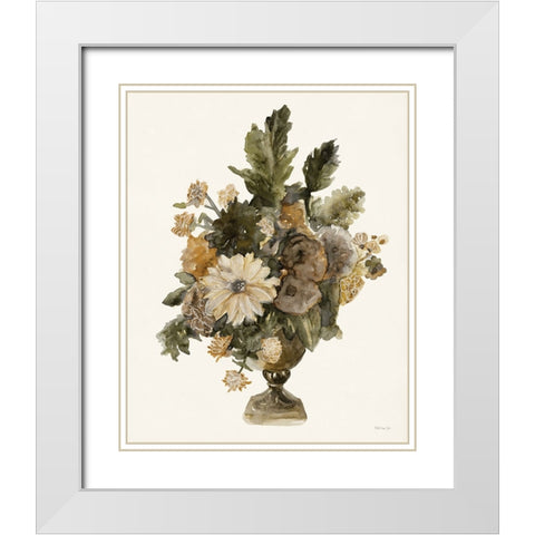 Bouquet in Urn 2 White Modern Wood Framed Art Print with Double Matting by Stellar Design Studio