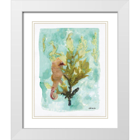 Seahorse 1 White Modern Wood Framed Art Print with Double Matting by Stellar Design Studio