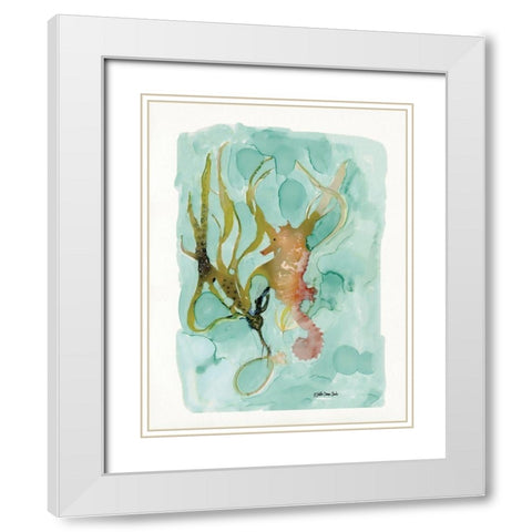 Seahorse 2 White Modern Wood Framed Art Print with Double Matting by Stellar Design Studio