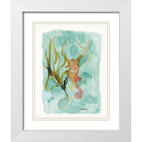 Seahorse 2 White Modern Wood Framed Art Print with Double Matting by Stellar Design Studio