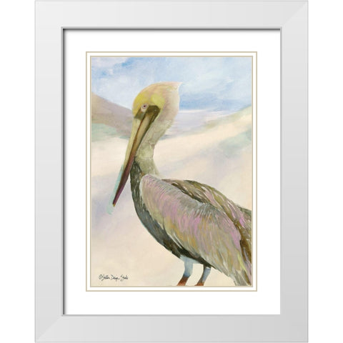 Pelican 2 White Modern Wood Framed Art Print with Double Matting by Stellar Design Studio