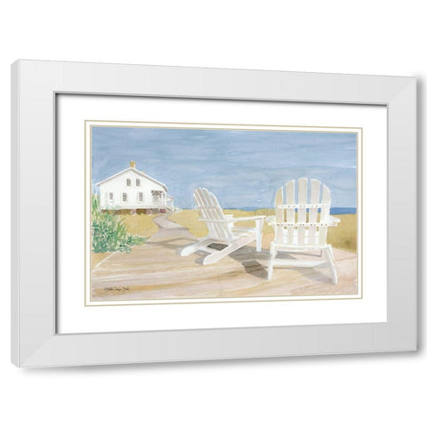 Beach Chairs 1 White Modern Wood Framed Art Print with Double Matting by Stellar Design Studio