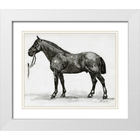 Horse Study 4 White Modern Wood Framed Art Print with Double Matting by Stellar Design Studio