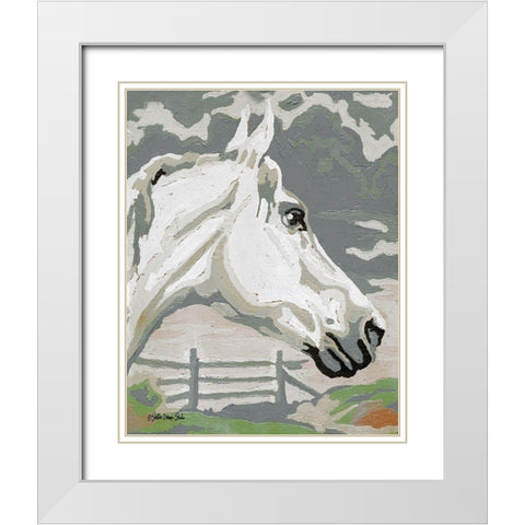 Painted Horse 1 White Modern Wood Framed Art Print with Double Matting by Stellar Design Studio