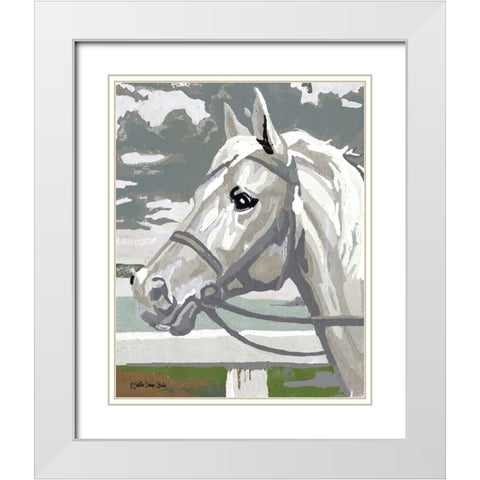 Painted Horse 2 White Modern Wood Framed Art Print with Double Matting by Stellar Design Studio