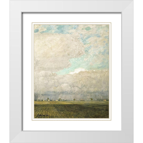 Pasture Land White Modern Wood Framed Art Print with Double Matting by Stellar Design Studio