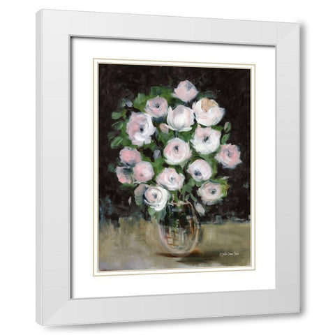 Traditional Floral White Modern Wood Framed Art Print with Double Matting by Stellar Design Studio