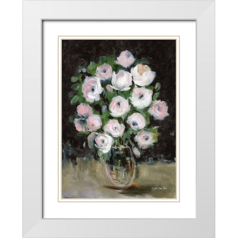 Traditional Floral White Modern Wood Framed Art Print with Double Matting by Stellar Design Studio