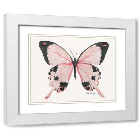 Butterfly 1 White Modern Wood Framed Art Print with Double Matting by Stellar Design Studio