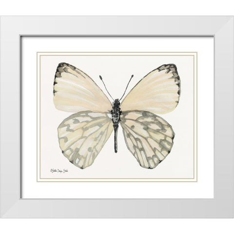 Butterfly 2 White Modern Wood Framed Art Print with Double Matting by Stellar Design Studio