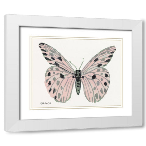 Butterfly 6 White Modern Wood Framed Art Print with Double Matting by Stellar Design Studio