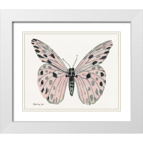 Butterfly 6 White Modern Wood Framed Art Print with Double Matting by Stellar Design Studio