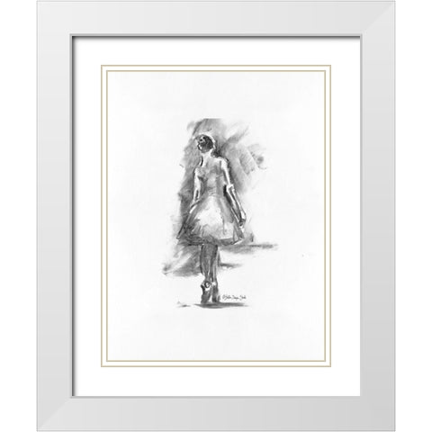 Dance Figure 1 White Modern Wood Framed Art Print with Double Matting by Stellar Design Studio
