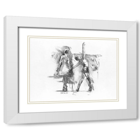 Dance Figure 3 White Modern Wood Framed Art Print with Double Matting by Stellar Design Studio