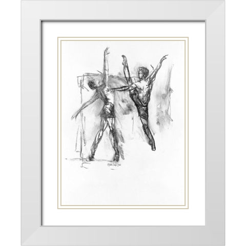 Dance Figure 5 White Modern Wood Framed Art Print with Double Matting by Stellar Design Studio