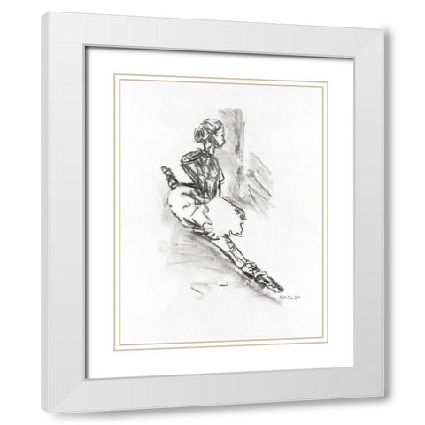 Dance Figure 6 White Modern Wood Framed Art Print with Double Matting by Stellar Design Studio