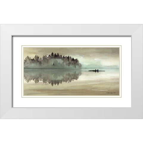 Lake Fishing I White Modern Wood Framed Art Print with Double Matting by Stellar Design Studio