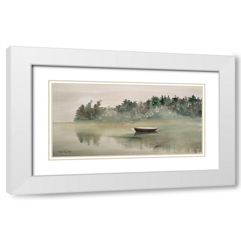 Lake Fishing II White Modern Wood Framed Art Print with Double Matting by Stellar Design Studio