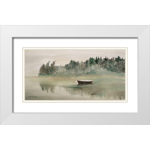 Lake Fishing II White Modern Wood Framed Art Print with Double Matting by Stellar Design Studio