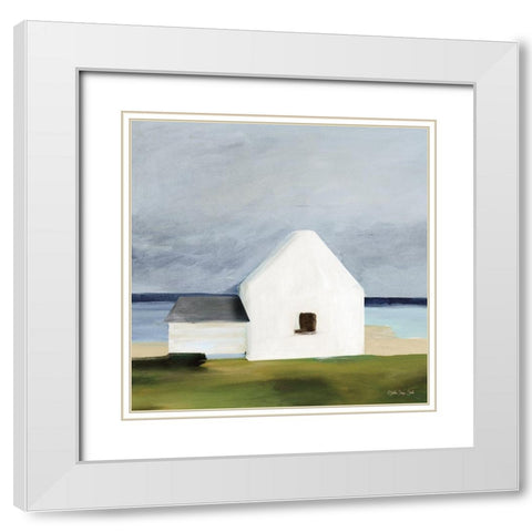 Beach Huts 1  White Modern Wood Framed Art Print with Double Matting by Stellar Design Studio