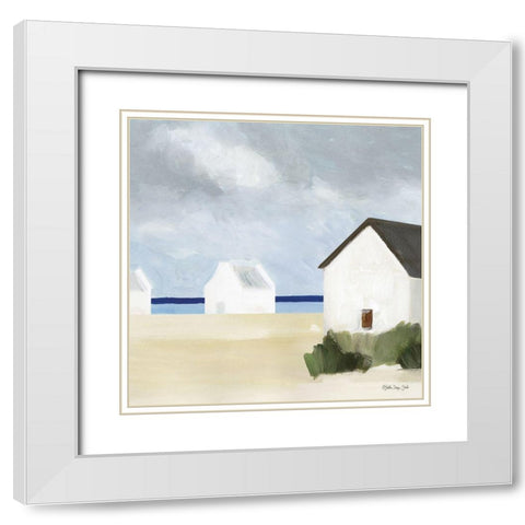 Beach Huts 4   White Modern Wood Framed Art Print with Double Matting by Stellar Design Studio
