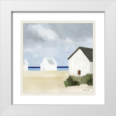 Beach Huts 4   White Modern Wood Framed Art Print with Double Matting by Stellar Design Studio