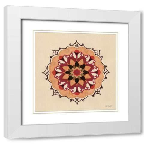 Mandala 1 White Modern Wood Framed Art Print with Double Matting by Stellar Design Studio