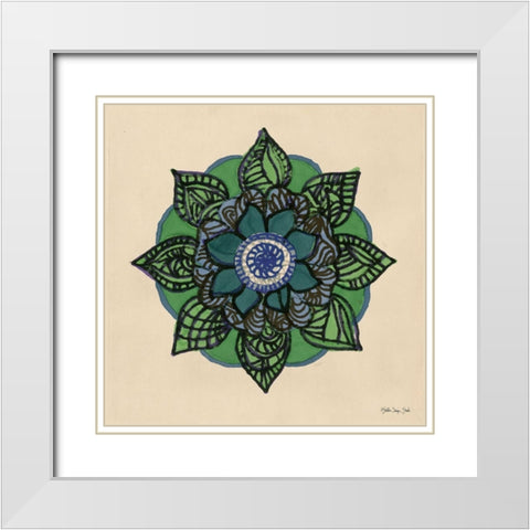 Mandala 2   White Modern Wood Framed Art Print with Double Matting by Stellar Design Studio