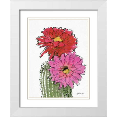 Cactus Flower 1   White Modern Wood Framed Art Print with Double Matting by Stellar Design Studio