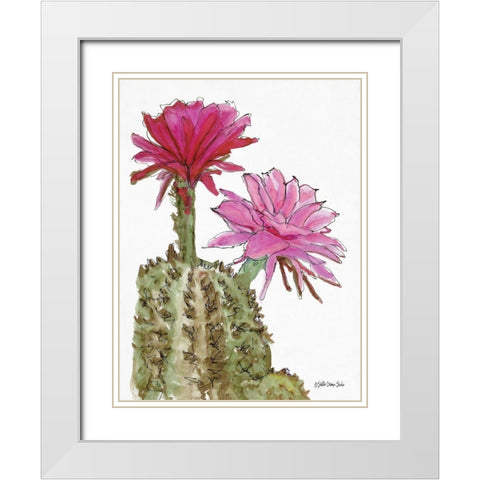 Cactus Flower 2    White Modern Wood Framed Art Print with Double Matting by Stellar Design Studio