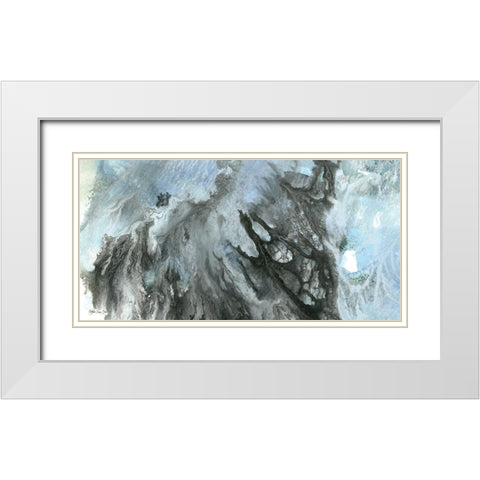 Marbled 2 White Modern Wood Framed Art Print with Double Matting by Stellar Design Studio