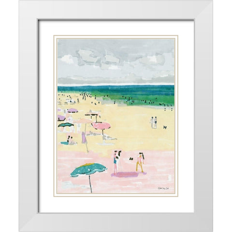 Beach Days 2 White Modern Wood Framed Art Print with Double Matting by Stellar Design Studio