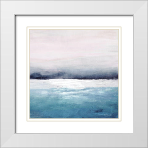 Calm Horizon 6 White Modern Wood Framed Art Print with Double Matting by Stellar Design Studio