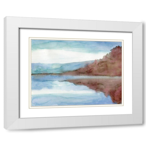 Mountain Lake 7 White Modern Wood Framed Art Print with Double Matting by Stellar Design Studio