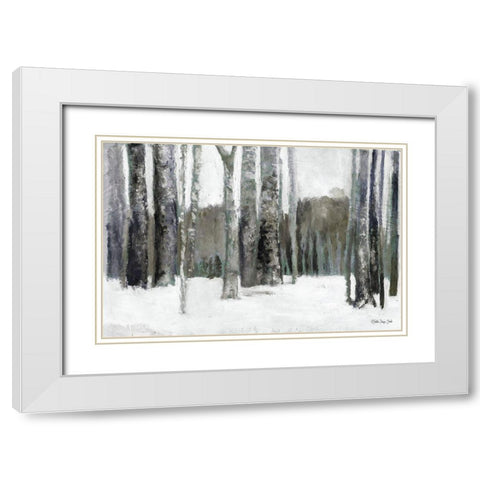 Winter Forest White Modern Wood Framed Art Print with Double Matting by Stellar Design Studio